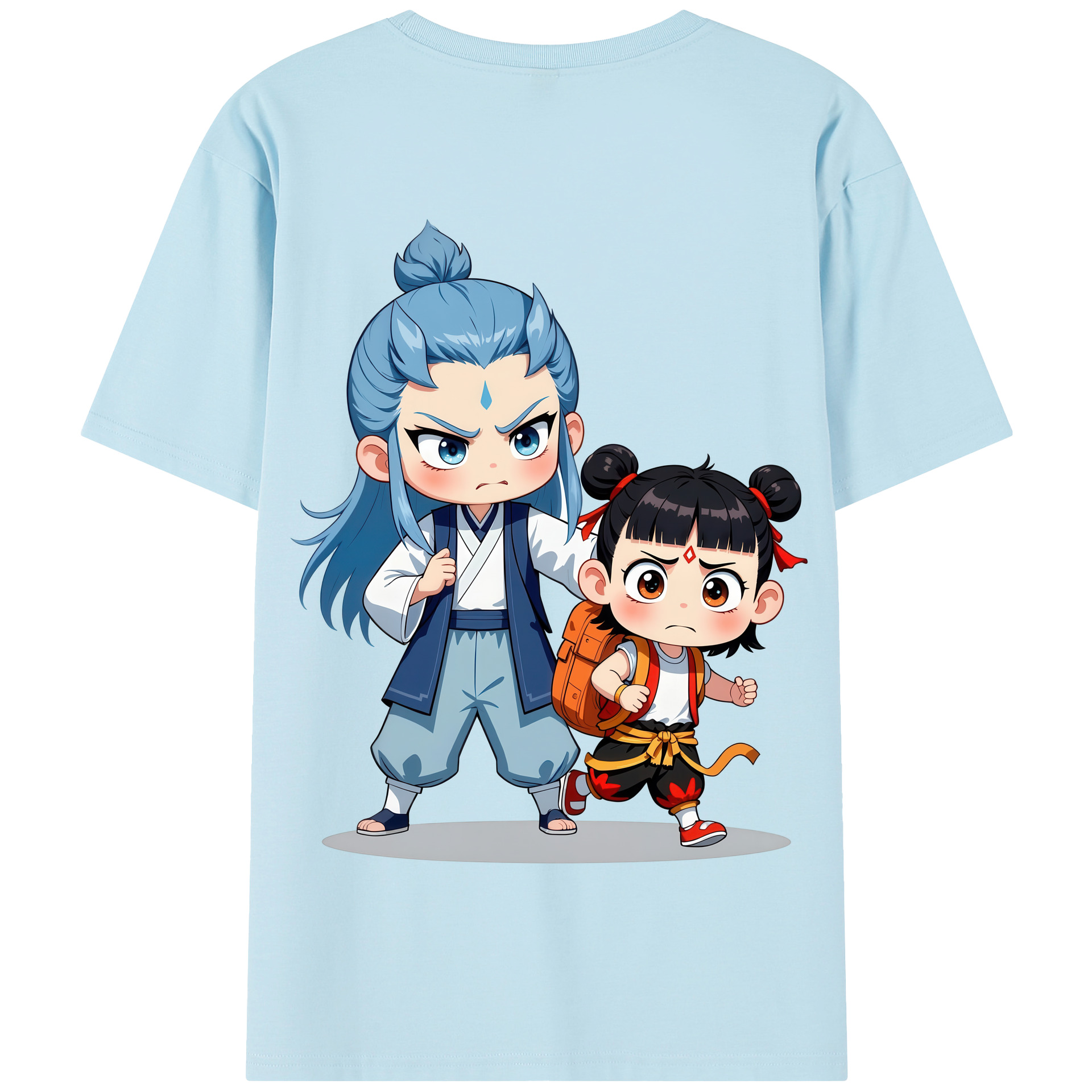 （画像用） Ne Zha 2 ナタ 魔童の大暴れ 綿100％半袖Tシャツ（背面プリント）